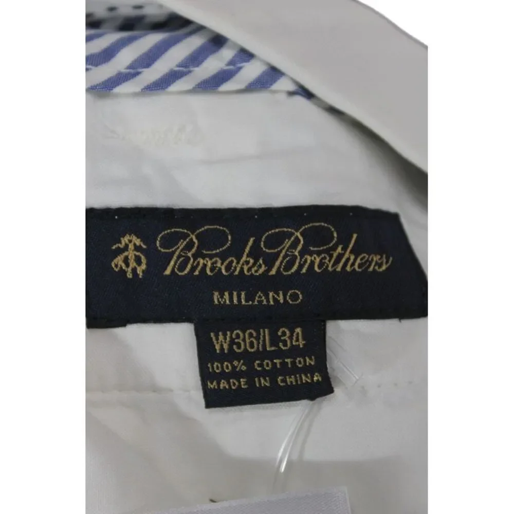 Brooks Brothers Mens White Chino Pants 100% Cotton Button Size L